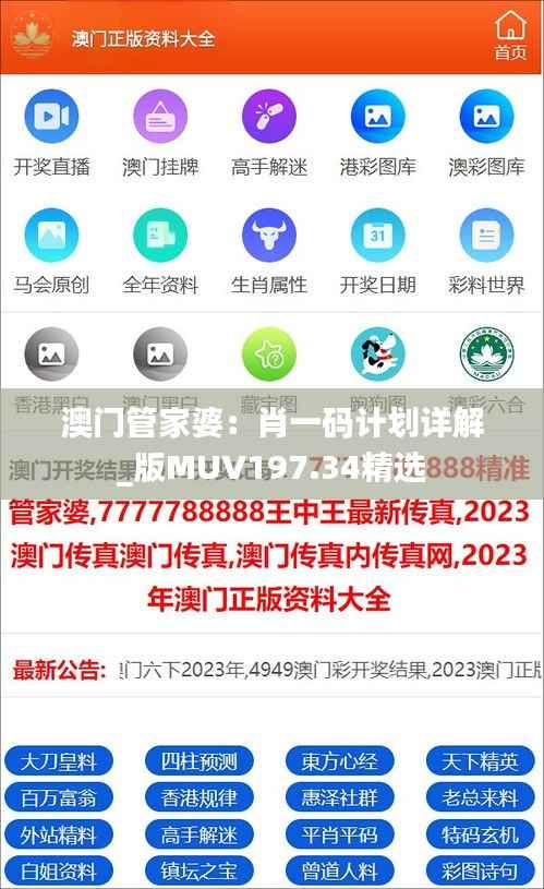 澳门管家婆:肖一码计划详解_版MUV197.34精选