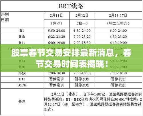 股票春节交易安排最新消息,春节交易时间表揭晓!